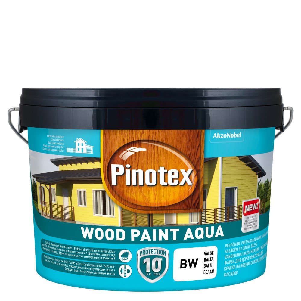 Medinių fasadų dažai PINOTEX Wood Paint Aqua, geltona ochra, 2,5 l