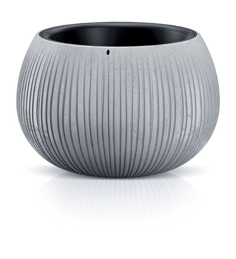 Plastikinis lauko vazonas BOWL BETON WS, pilkos spalvos, skersmuo 24 cm.