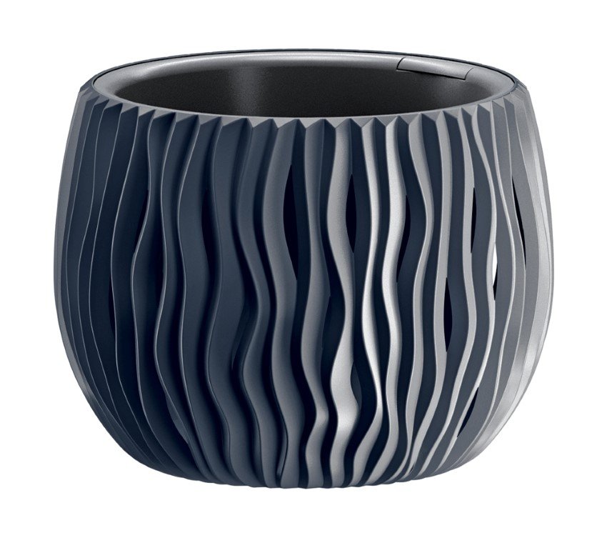 Plastikinis lauko vazonas SANDY BOWL, antracito spalvos, vazono skersmuo 18 cm.