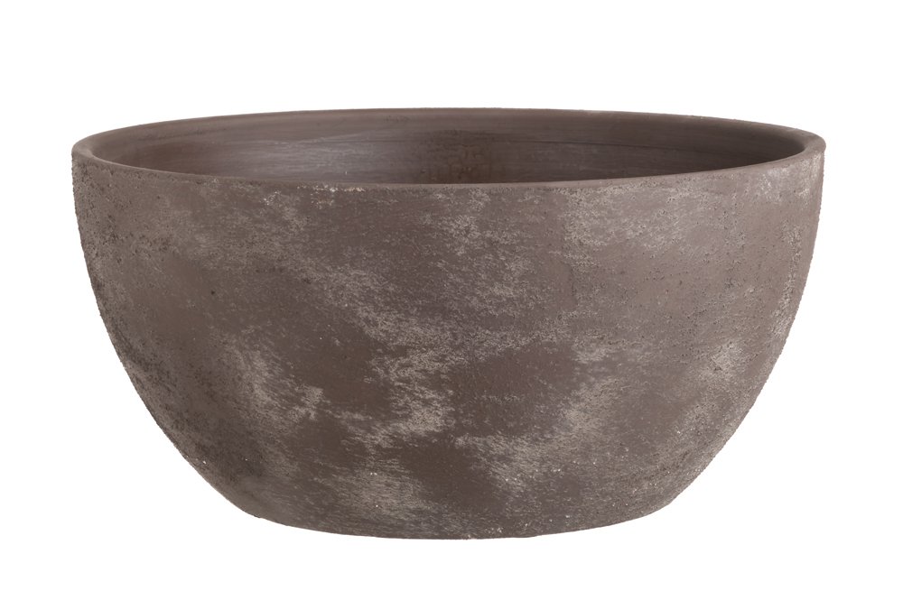 Keraminis lauko vazonas 4Living Iraklion, plokščias, rudos sp., 34 x 34 x 16,5 cm.