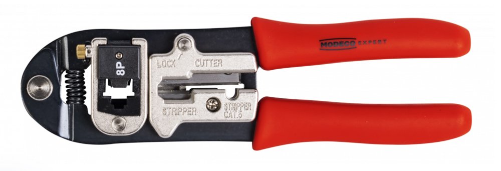Modulinių jungčių presavimo replės MODECO EXPERT, 8P 6P 4P 195mm TPR SK5, MN-20-180