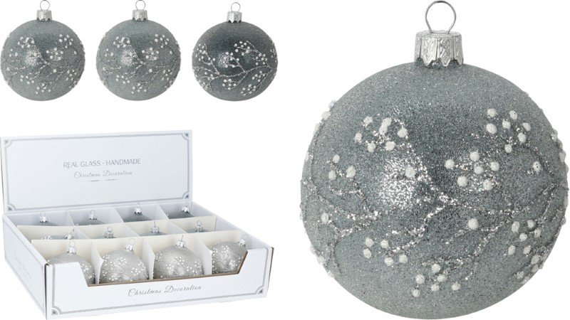 Kalėdinės eglės žaisliukas, su šakelių piešiniu, 8 cm, 3 skirtingos sp.