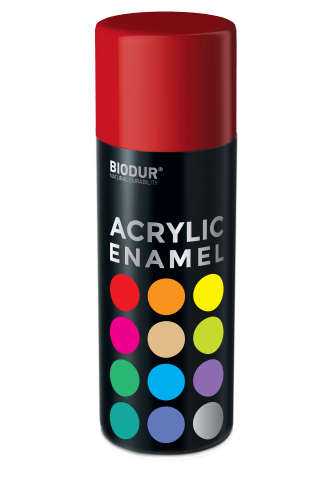 Aerozolinė emalė BIODUR Acrylic, RAL3000, ugnies raudonumo, 400ml