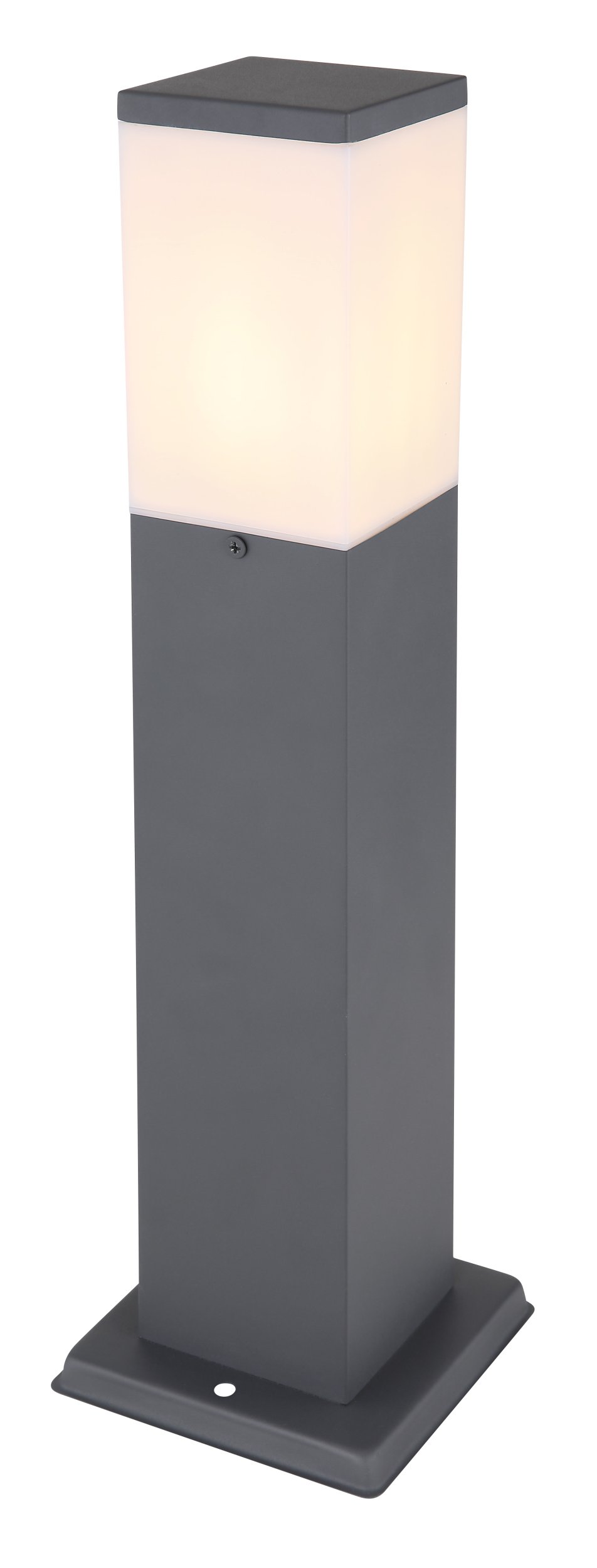 Lauko šviestuvas GLOBO Herri, E27, 1 x 15W LED, 230V, IP44, pastatomas, keturkampas, nerūdijančio plieno, antracito sp., 124 x 450 mm, 31731