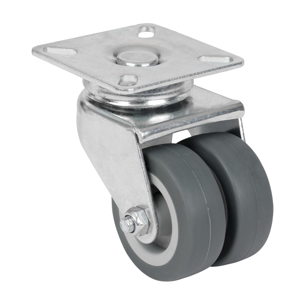 Pasukamas dvigubas ratukas WALTECO, d-50 mm, su plokštele, apkrova 70 kg