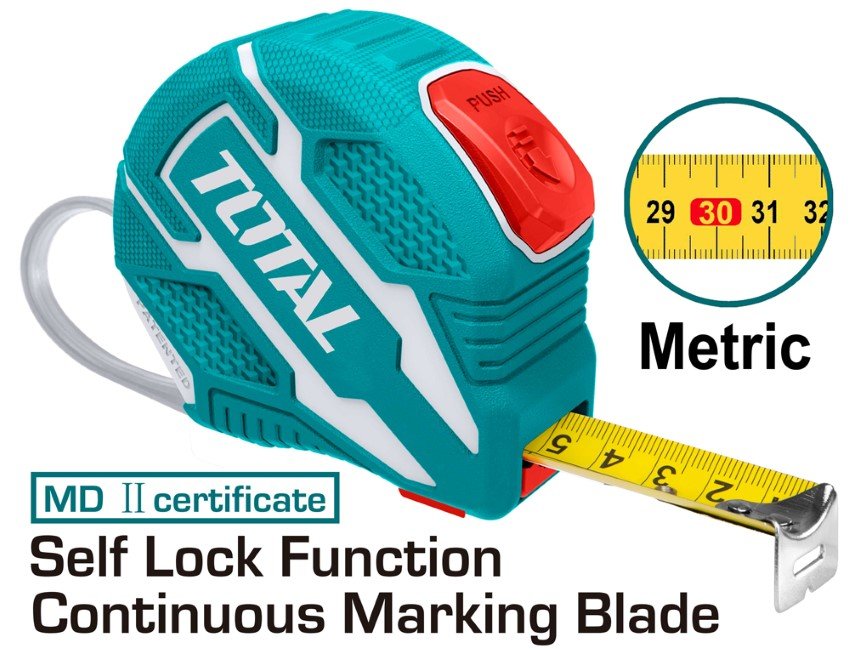Ruletė TOTAL, 5 m, 25 mm, Self Lock, TMT126252ME