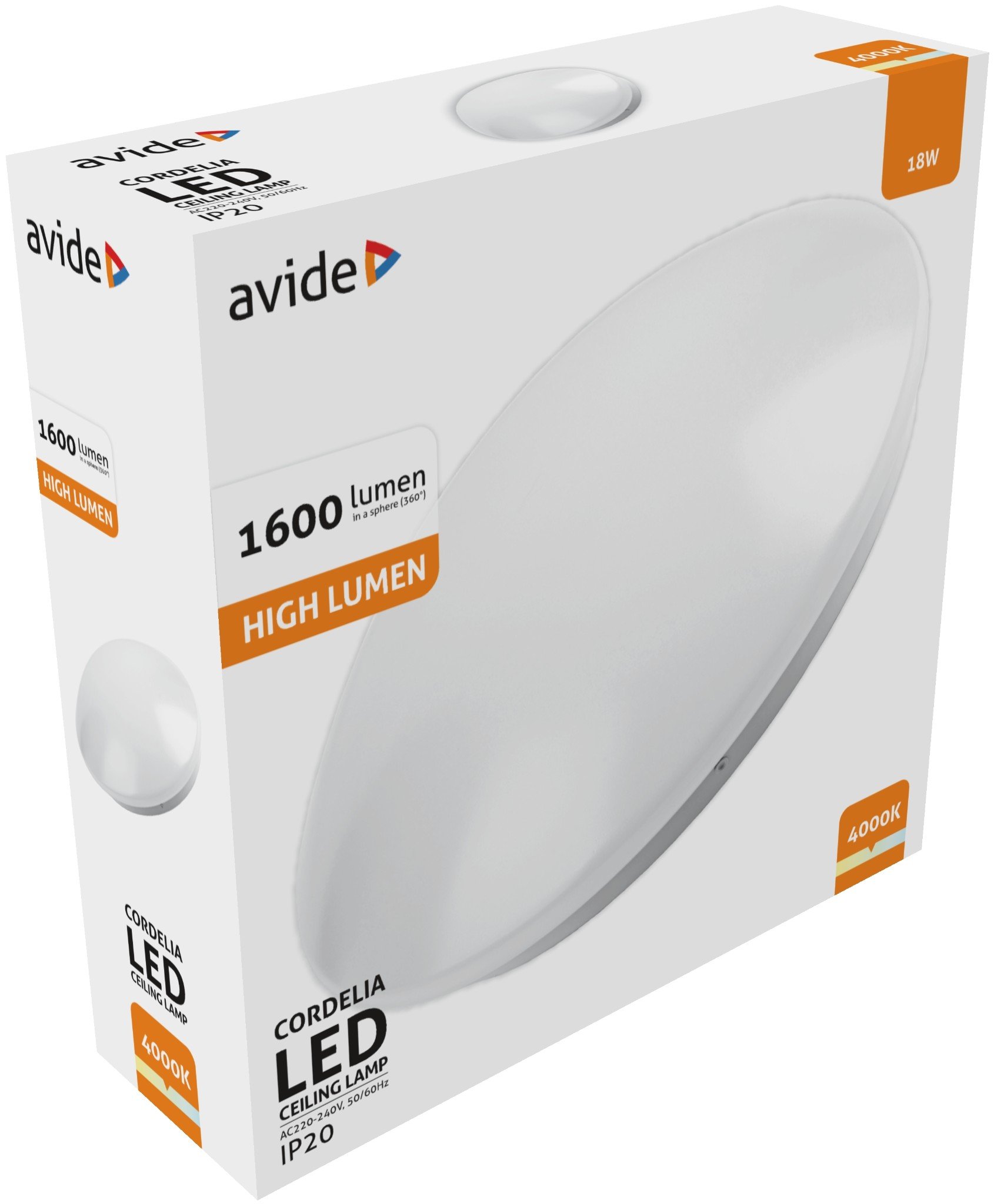 Lubinis LED šviestuvas AVIDE Jelly At-0208/Cordelia, 18 W, 220-240 V, 4000 K, 1600 lm, IP20, 330 x 100 mm