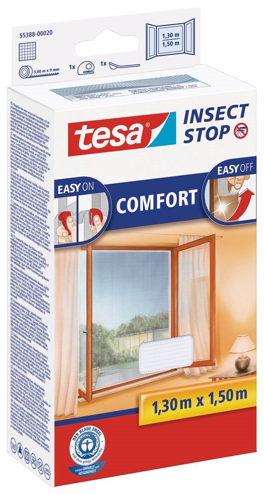 Apsauginis tinklelis langams nuo vabzdžių TESA Comfort 55388, 1,3 x 1,5 m, baltos sp.