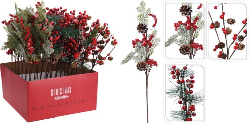 Kalėdinė dekoracija Šakelė, 6 skirtingi dizainai, 49 cm