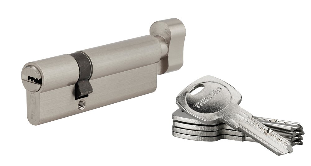Spynos cilindras THIRARD, Tiger 6, su užsuktuku,60 x 30 5 raktai nikelis, 293767
