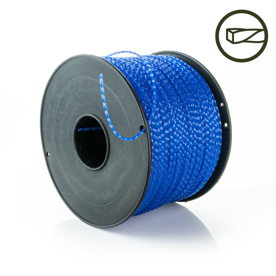 Suktas žoliapjovės pjovimo lynas HERVIN GARDEN SKZPL2.0X174, kvadratinis, 0,45 kg, mėlynas, skersmuo 2 mm, ilgis 174 m