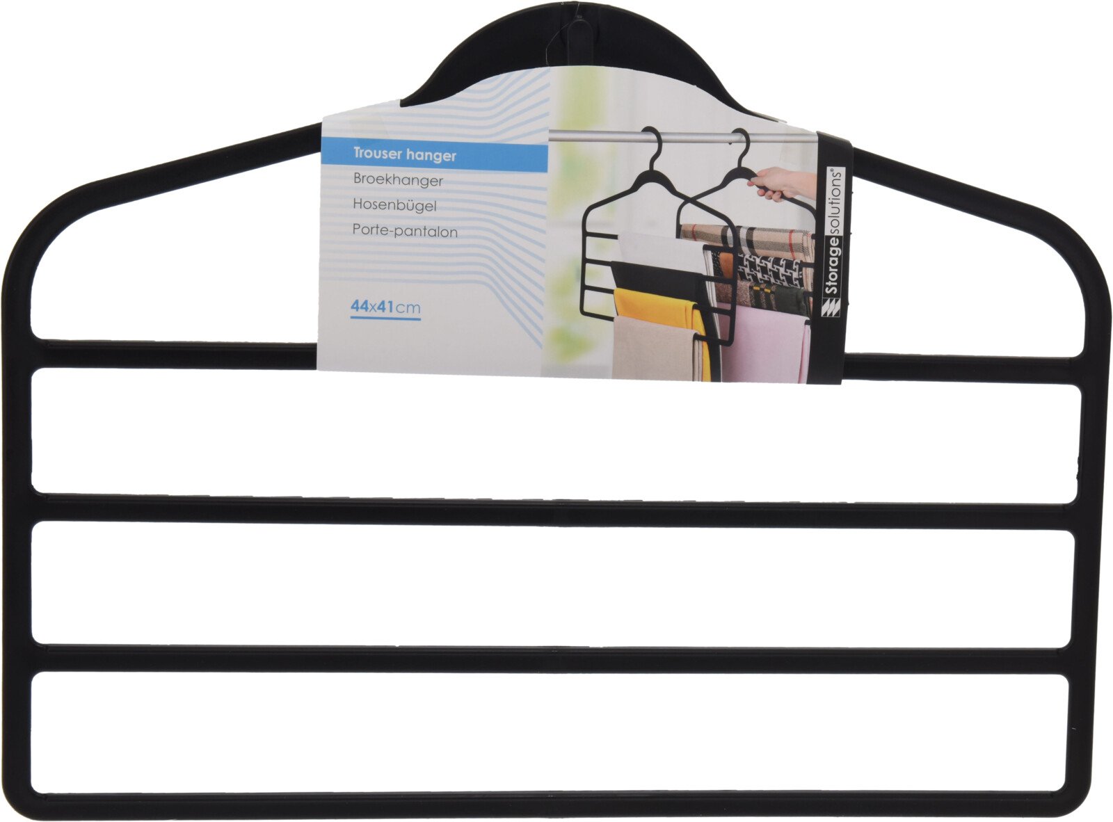 Kelnių pakaba, plastikinė, juodos sp., 44 x 41 x 1 cm