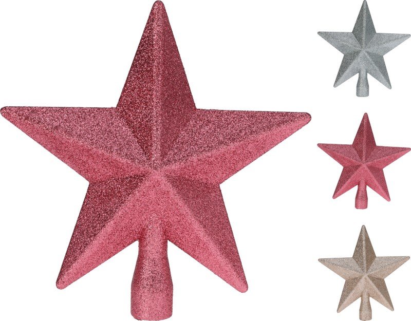 Kalėdų eglutės viršūnė Žvaigždė, 3 skirtingos sp., 19 x 19 x 5 cm