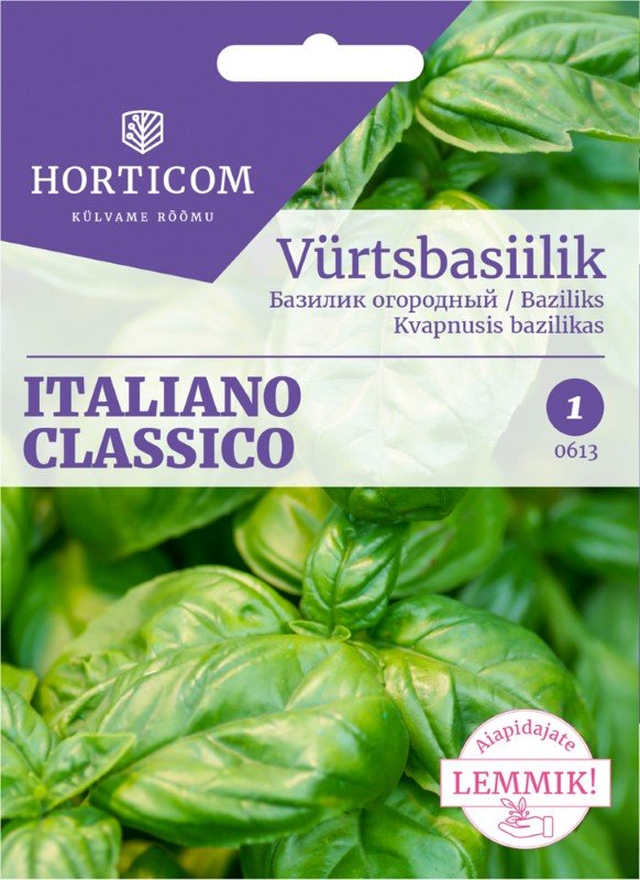 Prieskonių sėklos, HORTICOM bazilikai kvapieji, Italiano Classico, 1 g