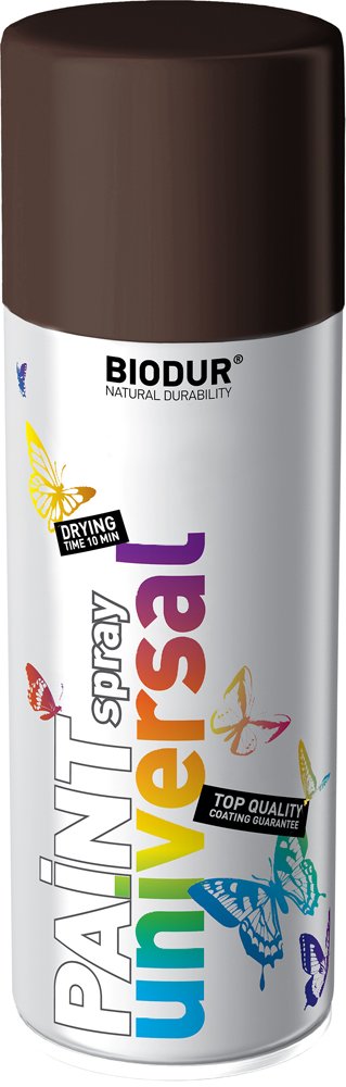 Universali aerozolinė emalė BIODUR, tamsiai ruda (RAL8017), 400 ml