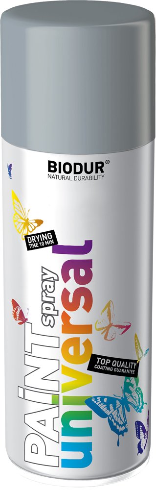 Universali aerozolinė emalė BIODUR, pilka (RAL7046), 400 ml