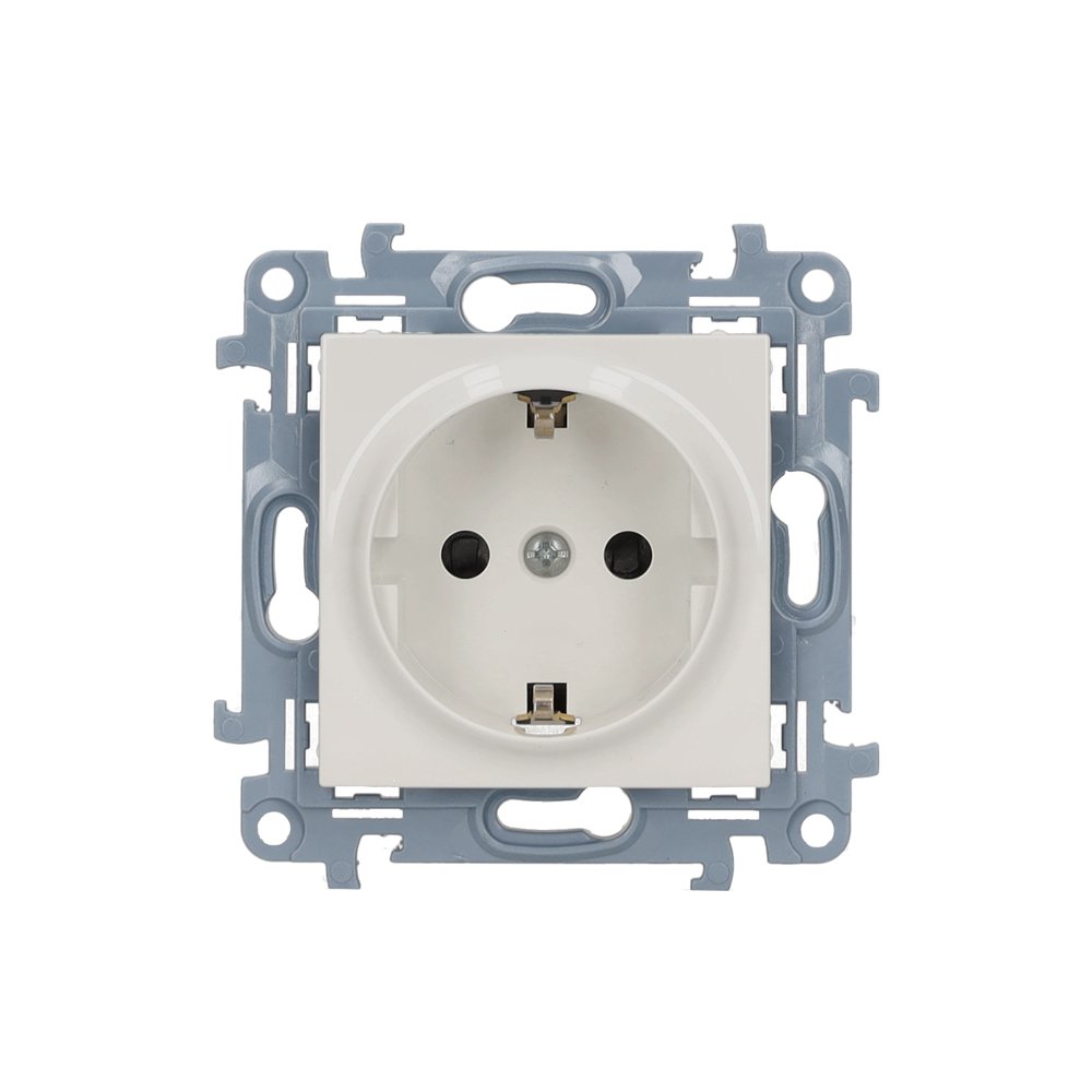 Kištukinis lizdas KONTAKT SIMON 10, baltos sp., 1 viet., su įž., su apsauga, CGSZ1CZ.01/11