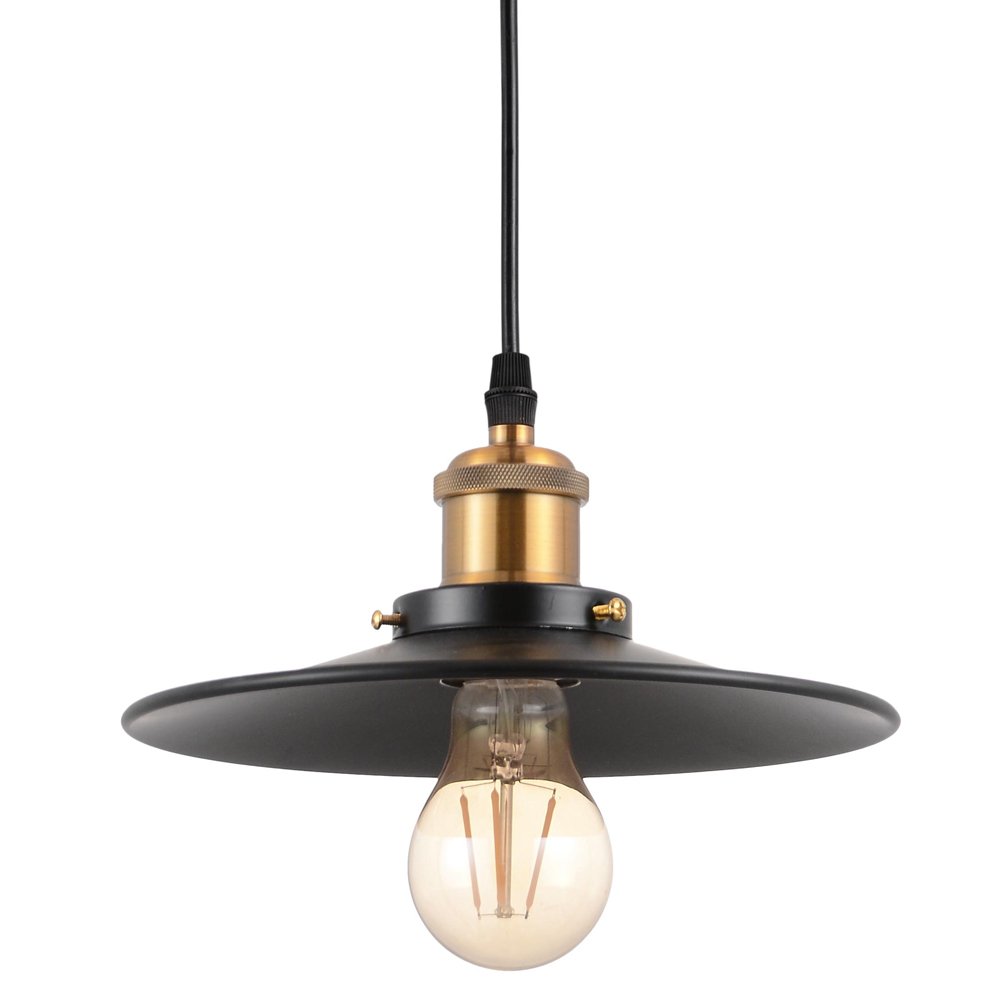 Pakabinamas šviestuvas G.LUX Gt-220-D22-1S-Bl Loft-3, 1 x E27, 220 mm skersmens gaubtas, juodos/žalvario sp.