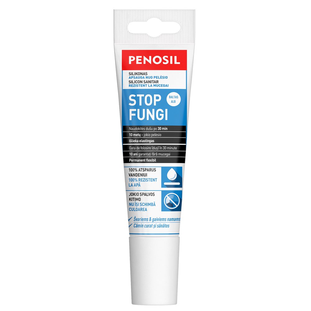 Silikoninis hermetikas PENOSIL Stop Fungi, 100 ml, priešpelėsinis, bespalvis