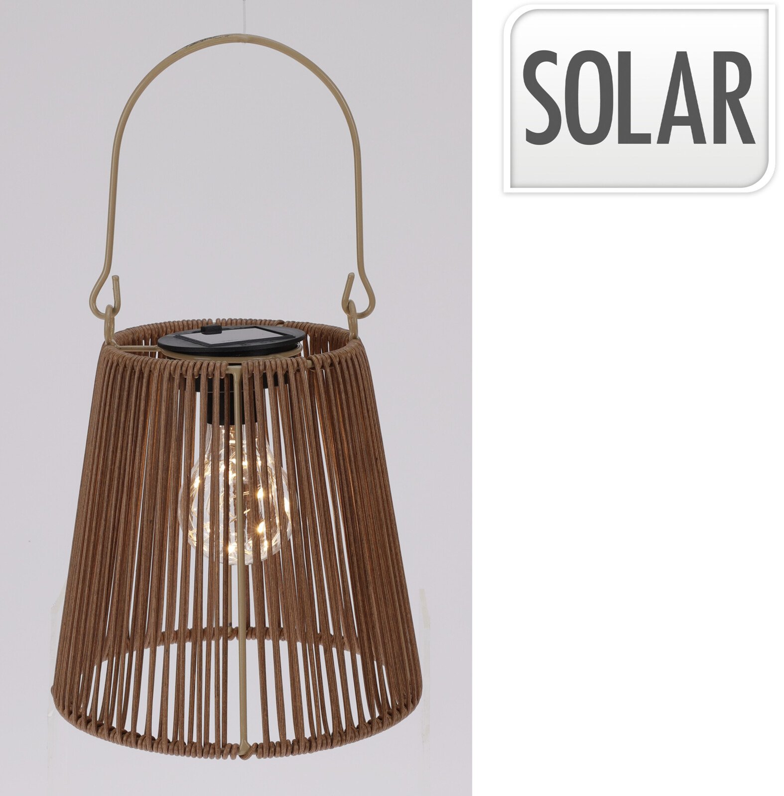 Pakabinamas žibintas SOLAR, 21 x 18 cm, metalinis, rudos sp.