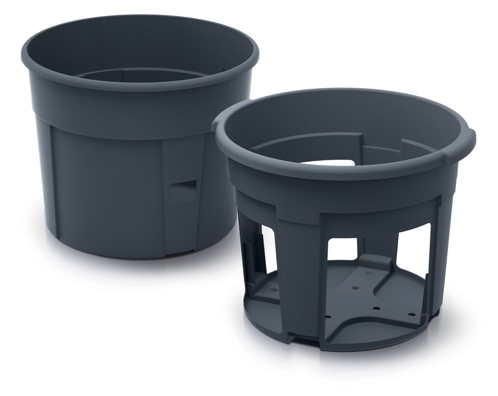 Plastikinis lauko vazonas bulvėms, 30 cm., antracito sp., 29,5 x 29,5 x 23,6 cm., antracito sp.