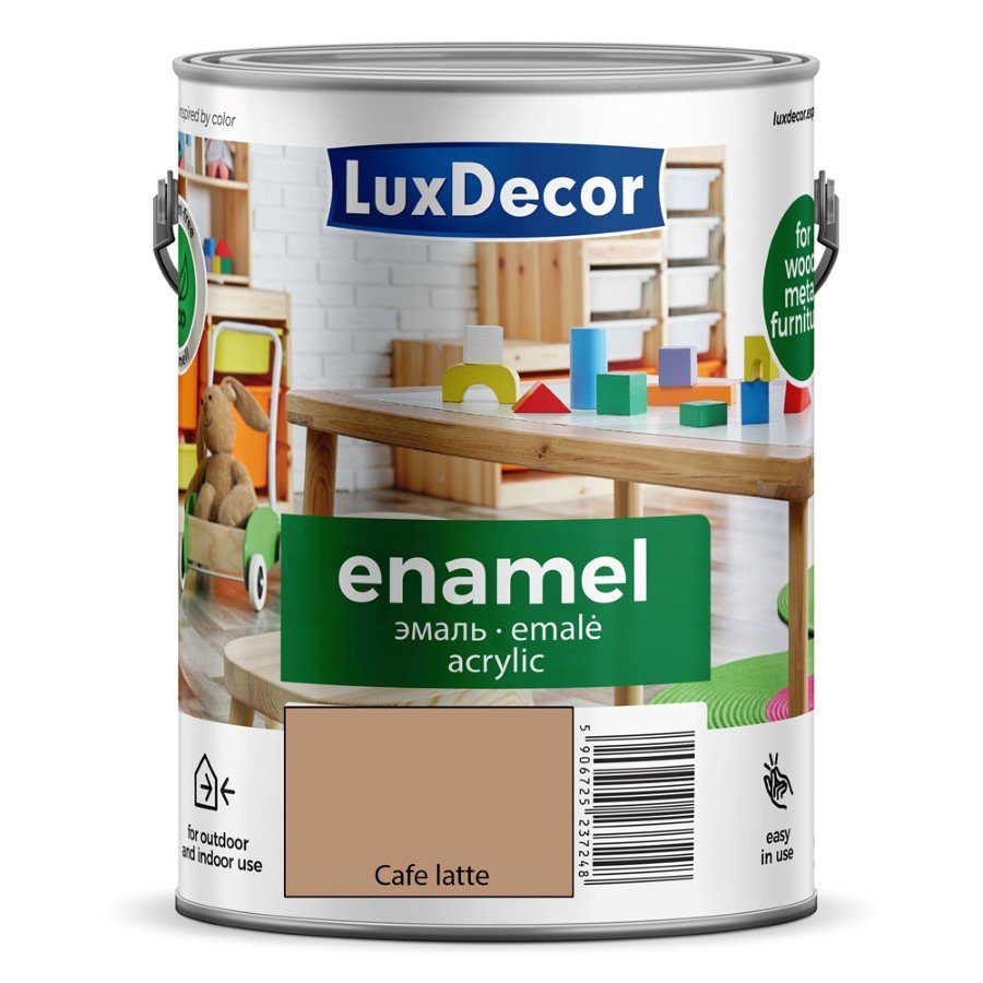 Universalus akrilinis emalis LUXDECOR, 2,5 l Latte kavos spalvos, matinis