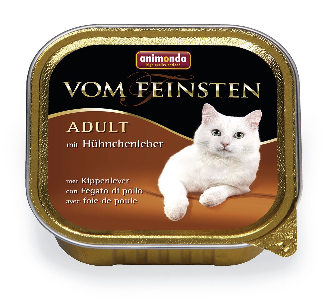 Konservuotas kačių ėdalas VOM FEINSTEN Classic, su vištų kepenėlėmis, 100g