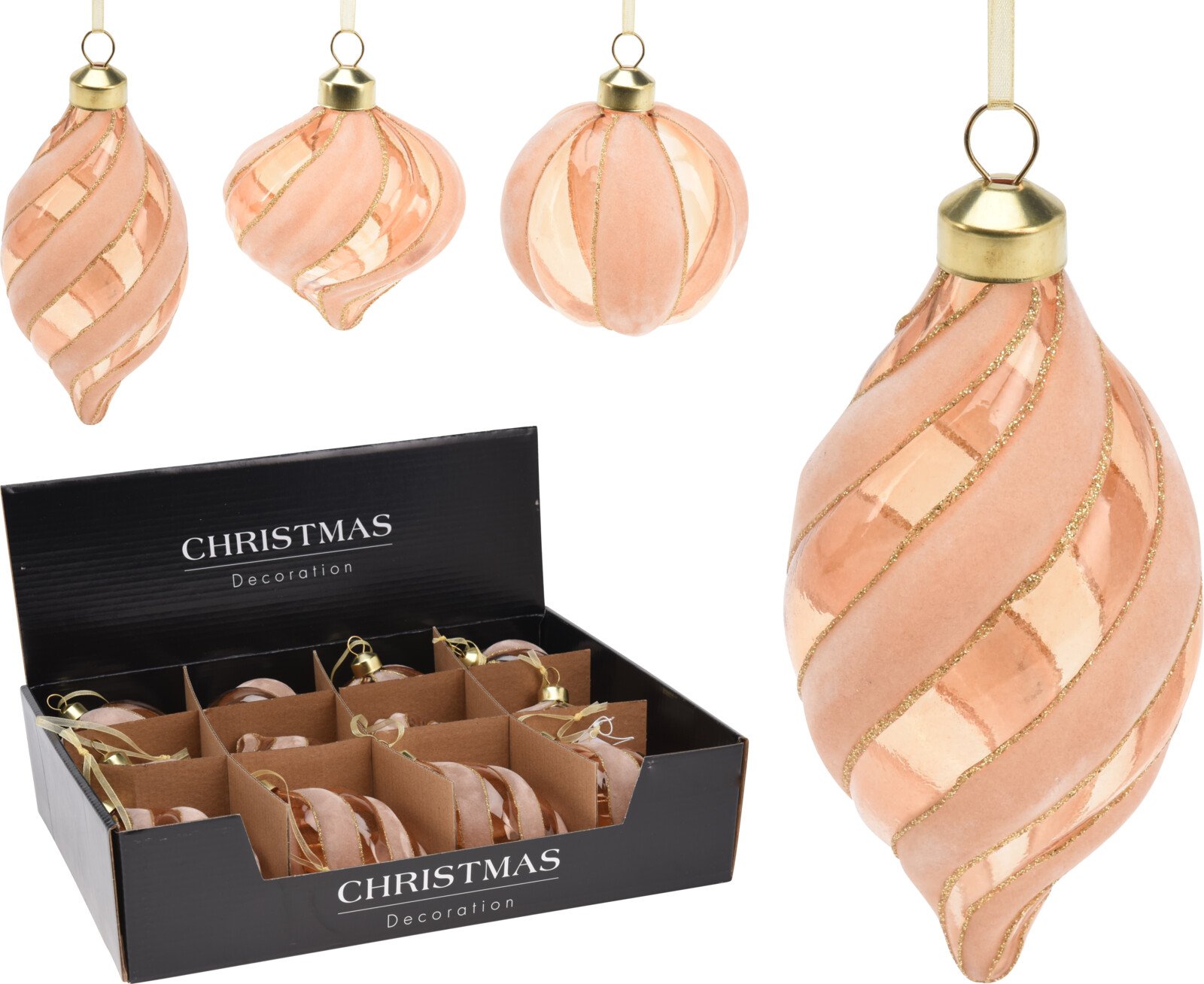 Eglutės žaisliukas, stiklas, 3 skirtingi dizainai, aukso sp.