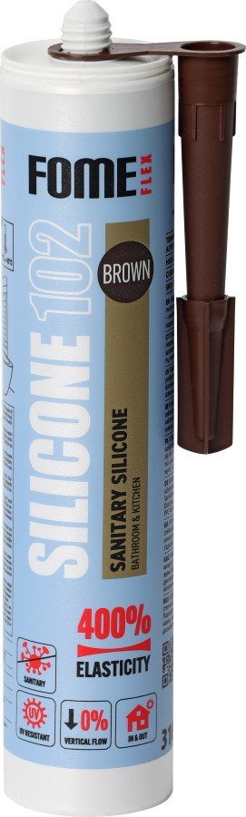 Silikoninis hermetikas FOME FLEX Silicone 102, 310 ml, rudas, sanitarinis