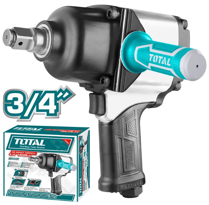 Pneumatinis smūginis veržliaraktis TOTAL, 3/4", 4000 rpm, 1600 Nm, 256l/min, TAT40342