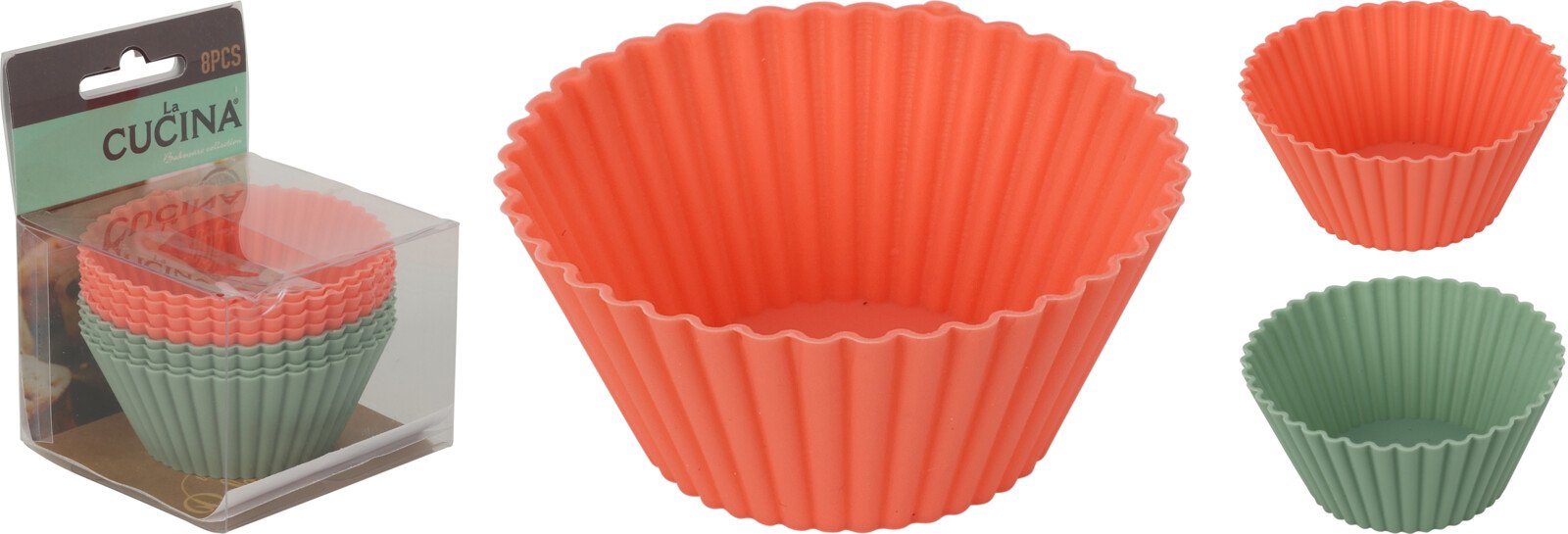 Silikoninių keksiukų formelių rinkinys, 8 vnt.,  2 skirtingų sp.