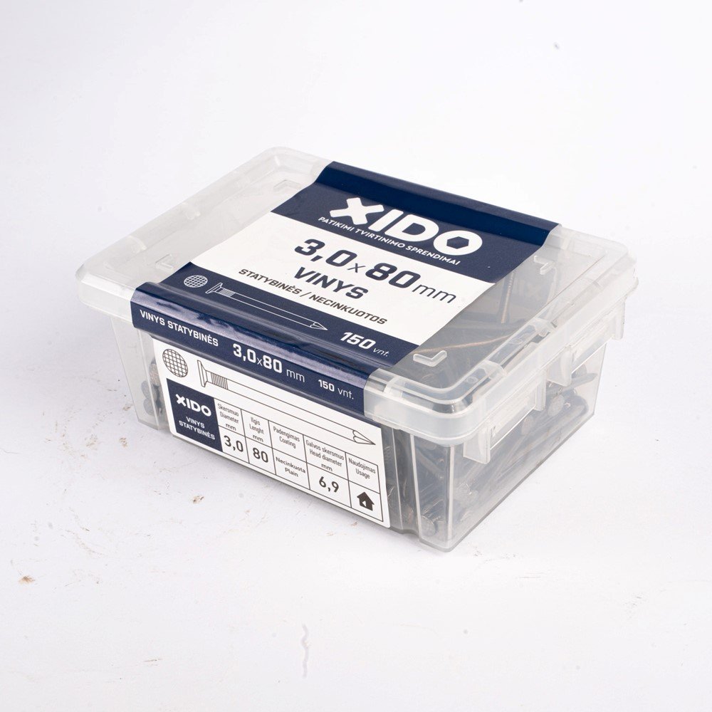 Vinys statybinės XIDO, juodos 3,0x80, 150vnt.