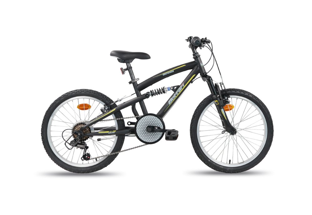 Vaikiškas kalnų dviratis SESTRIERE MTB, dydis 20", 6 pavaros, shimano, pilna amortizacija, juoda