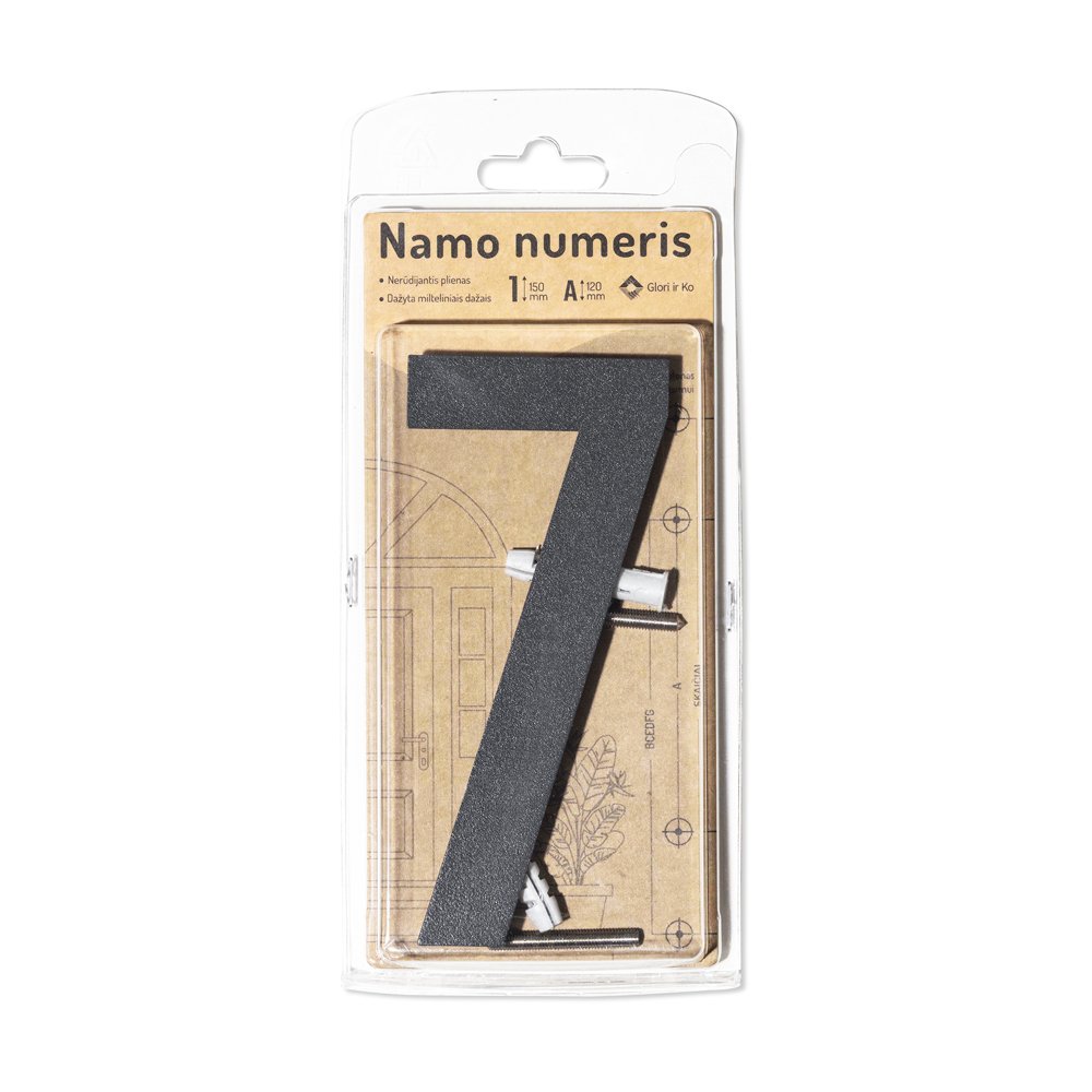 Namo numeris 7, 150 mm, antracito sp, nerūdijantis plienas