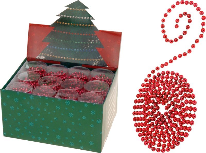 Karoliukų girlianda, raudonos sp., skersmuo 8 mm, ilgis 750 cm