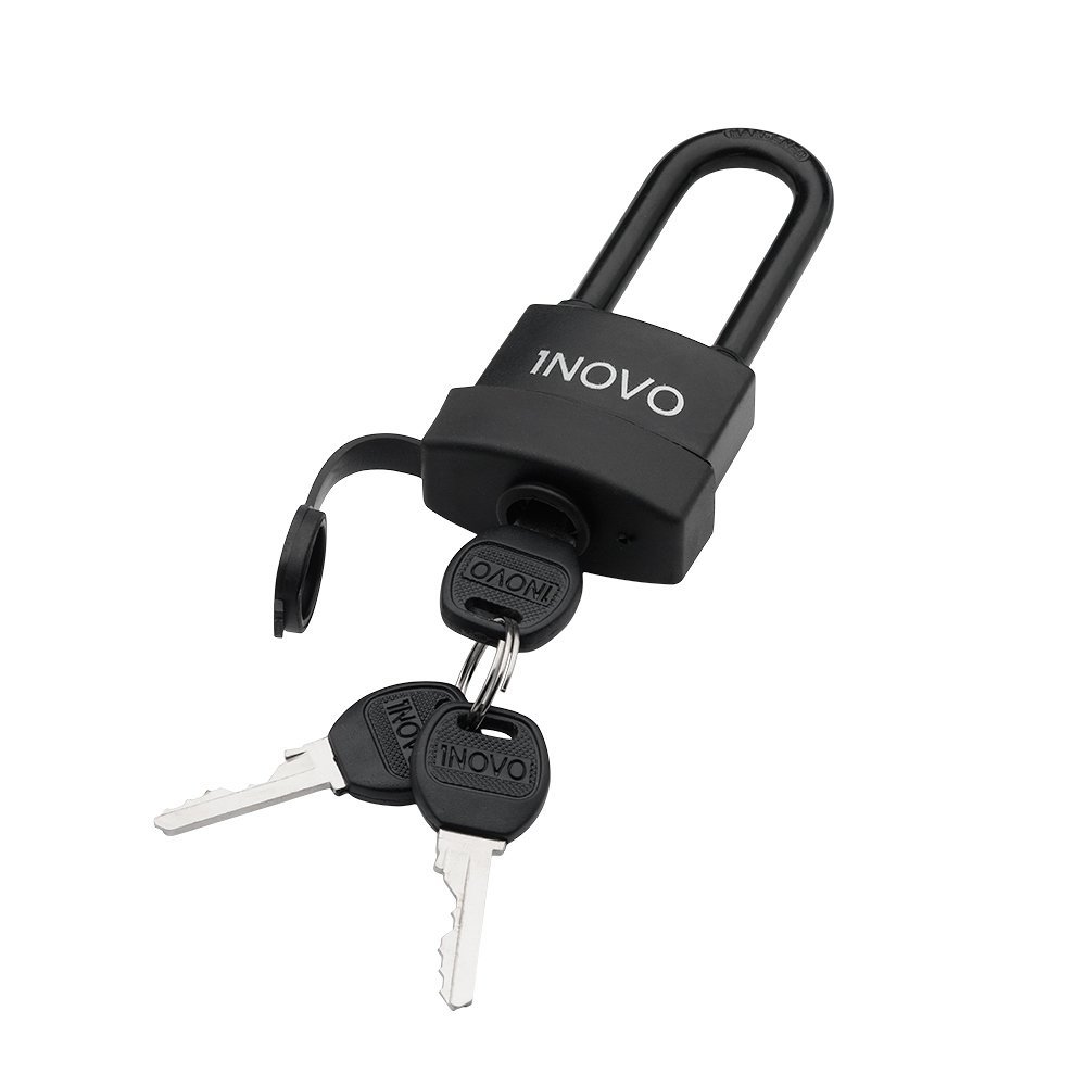Pakabinama spyna INOVO PG-50-45L, 47 mm, prailgintas lankelis, juodos spalvos, 3 raktai