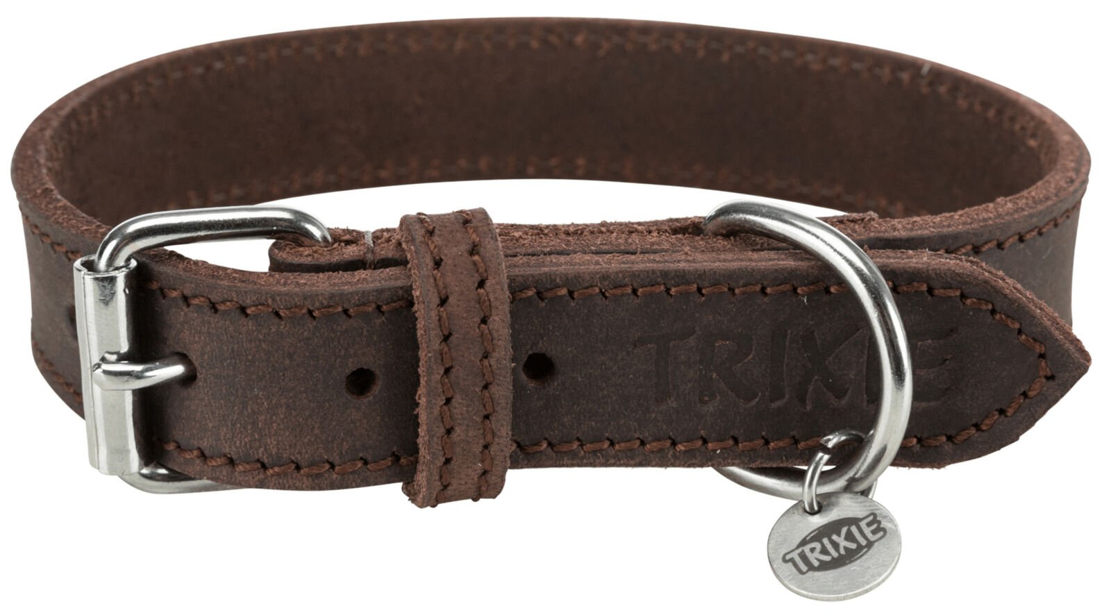 Antkaklis šunims TRIXIE Rustic, odinis, S-M, 34-40cm/25mm, tamsiai rudos spalvos
