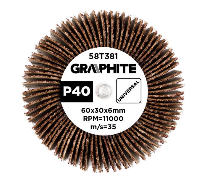 Žiedlapinis šlifavimo cilindras GRAPHITE, 60 x 30 x 6 mm, P40