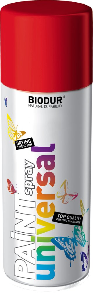 Universali aerozolinė emalė BIODUR, raudona (RAL3020), 400 ml