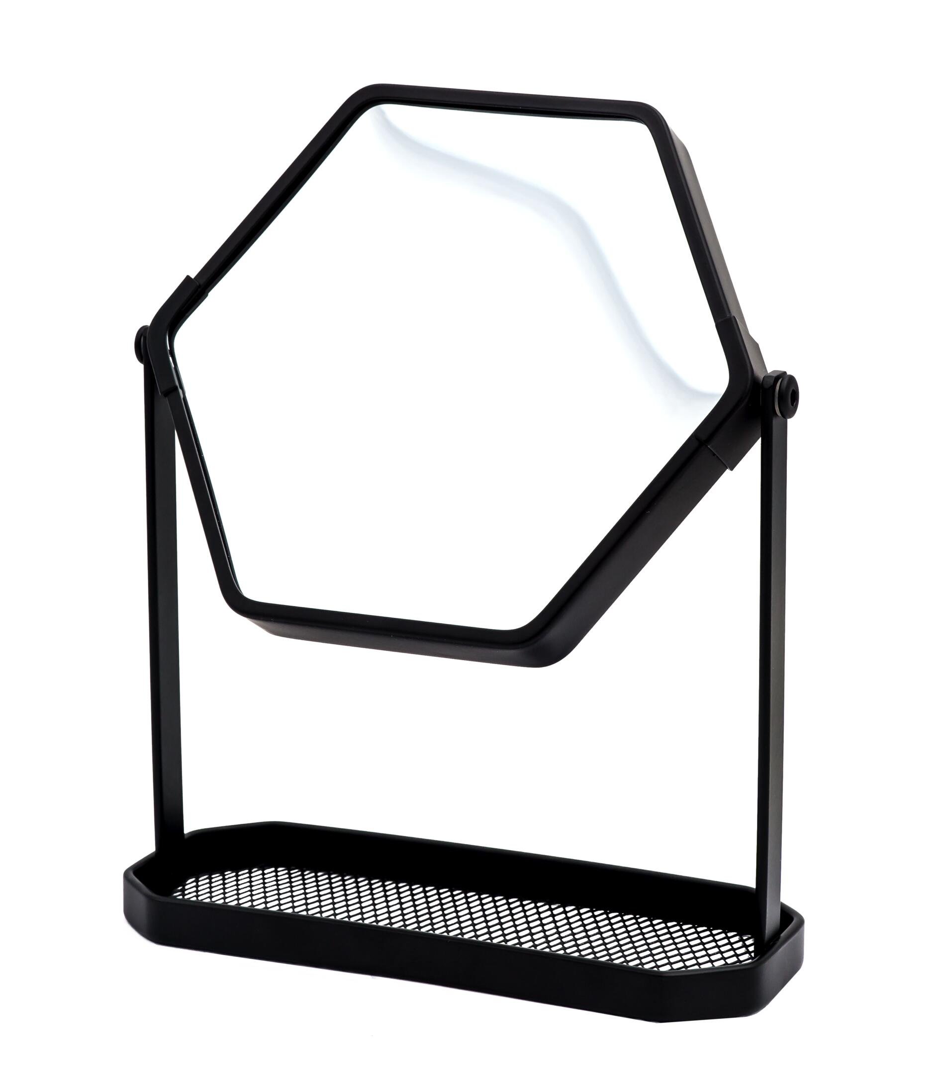 Veidrodis RIDDER Scarlett M, 19 x 23 cm, pastatomas, juodas matinis, metalas/stiklas, dvipusis, 03106010