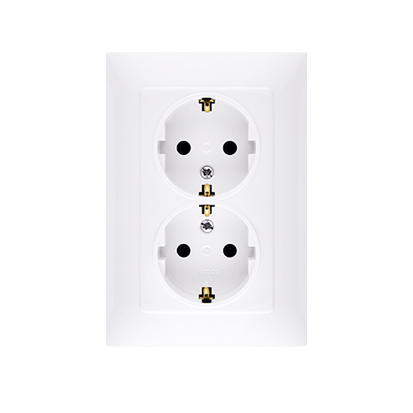 Kištukinis lizdas KONTAKT SIMON 10, baltos sp., 2 viet., su rėmeliu, CGSZ2Z/11