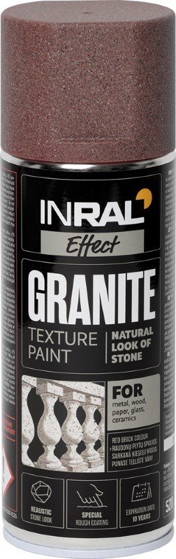 Aerozoliniai dekoratyviniai dažai INRAL Granite, 400ml, raudonų plytų, matinė
