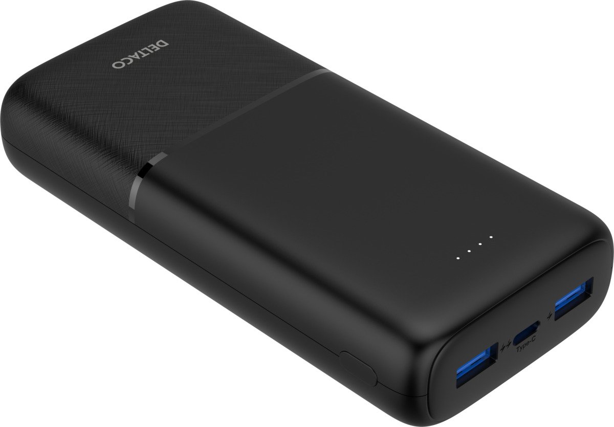Išorinė baterija DELTACO PB-C1008, 20000 mAh, 2x USB-A 18 W, 1x USB-C 20 W, juodos sp.