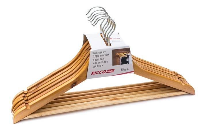 Pakabų rinkinys RICCO, medinės, rudos sp., 6 vnt.