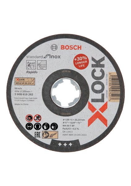 Metalo pjovimo diskas BOSCH X-Lock, 125 x 1 x 22,23 mm