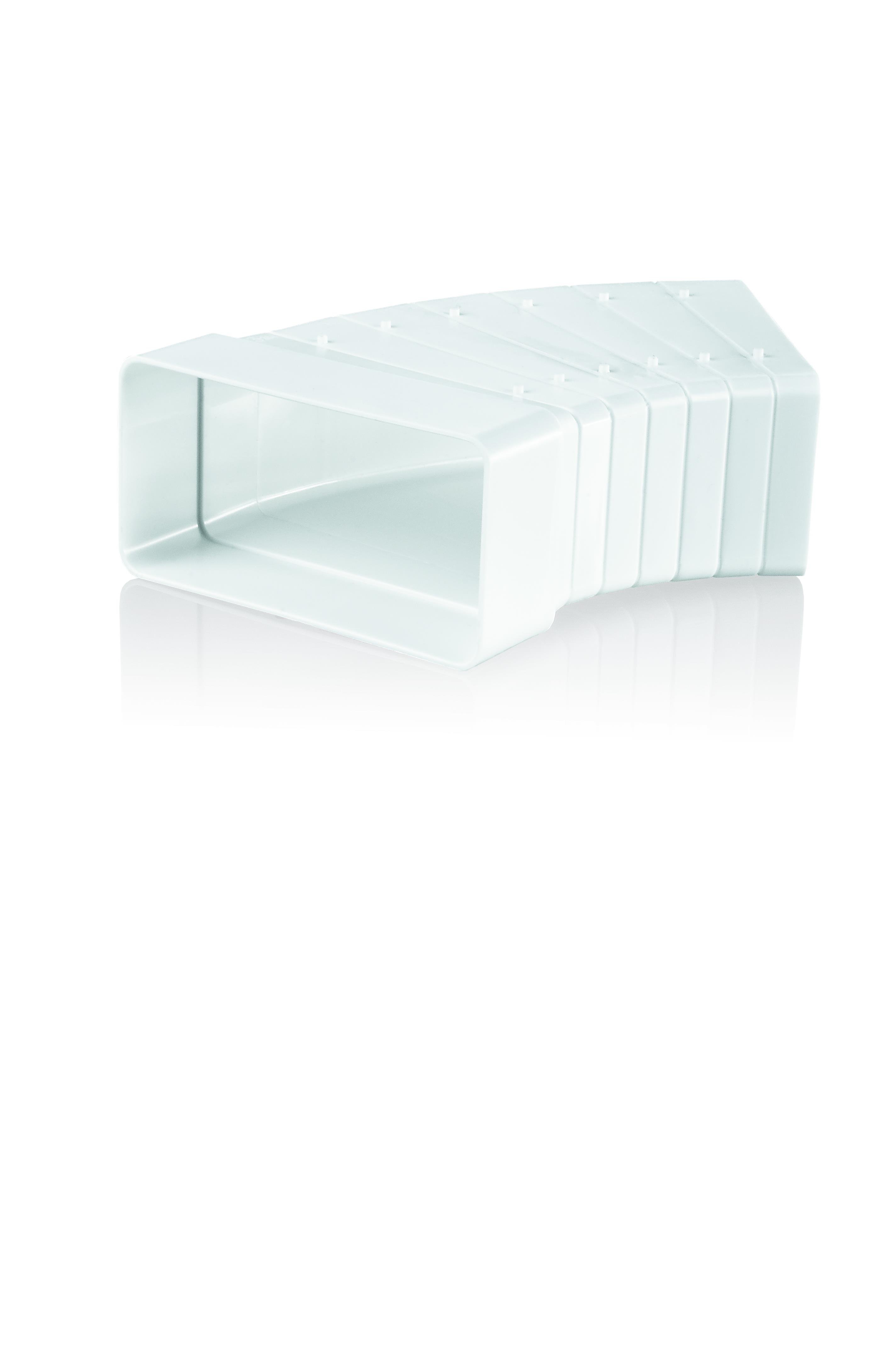 Ventiliacinė alkūnė PLASTIVENT, 60 x 204, kampas 3-48°, horizontali, plastikinė, balta, 82810P