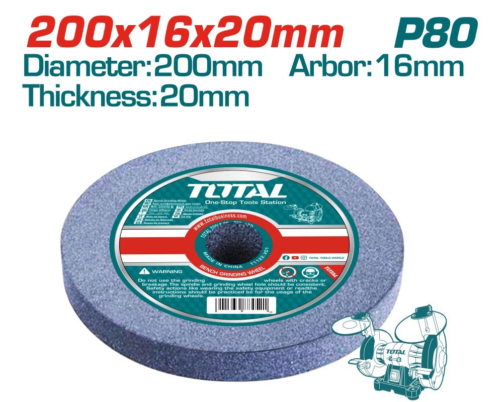 Šlifavimo diskas TOTAL, P80, 150x12.7x16 mm, TAC1506024