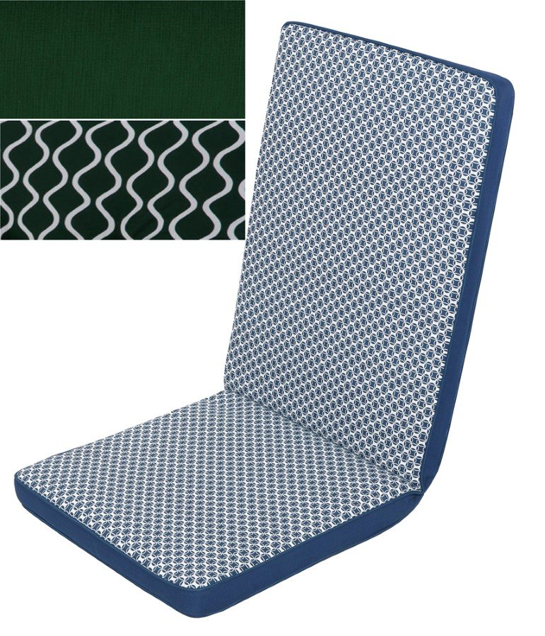 Pagalvėlė PATIO Salamanca Hoch H028-02PB  + šonai D001-32PB, kėdei su aukštu atlošu, 45x50x8 cm, tekstilė, žalia languota
