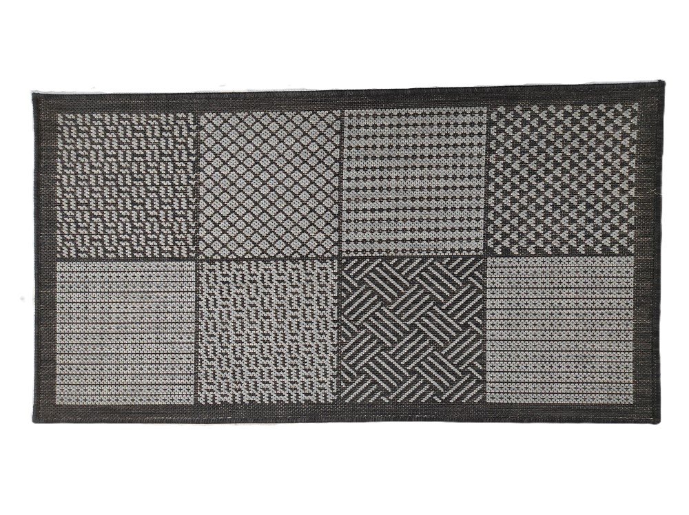 Kilimėlis RICCO SISAL MAT, 60 x 110 cm, pilkas, 100% polypropilenas/sizalis, tinka viduje ir lauke, kvadratai, 30H-3S6011