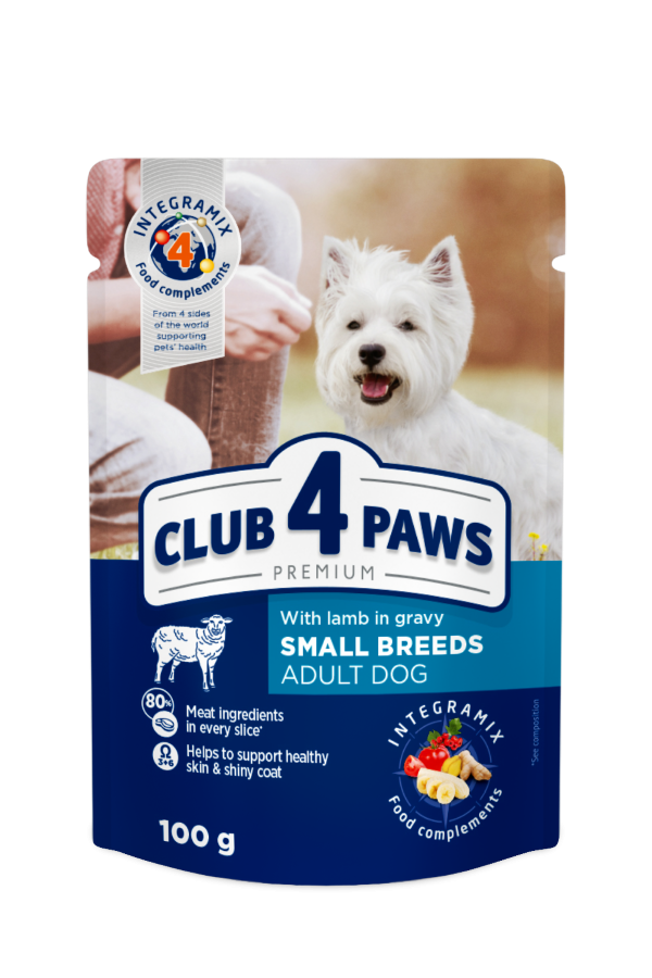 Konservuotas šunų ėdalas  CLUB 4, su ėriena, 100 g